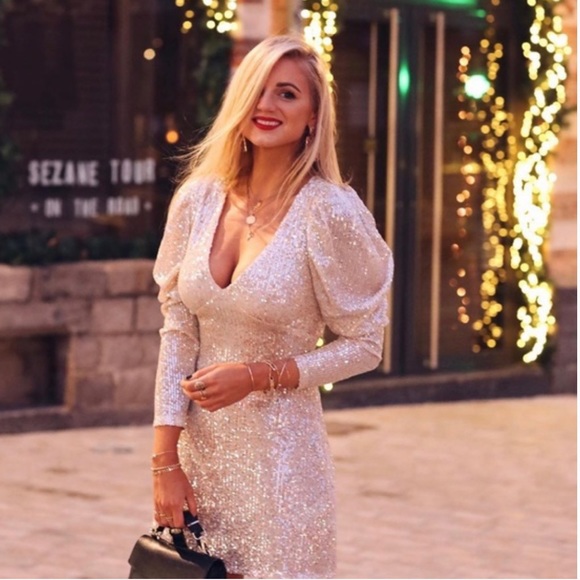 HP*Zara | Sequin Gold Sexy Party Dress - Picture 6 of 17